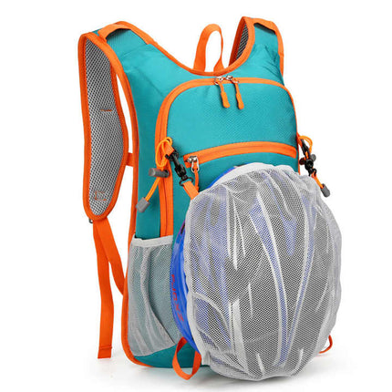 Black and Orange Patchwork Style Lightweight Outdoor Cycling Backpack - Durable and Water-Resistant Oxford Fabric, Large Capacity Sports Hiking Bag, Unisex Design.