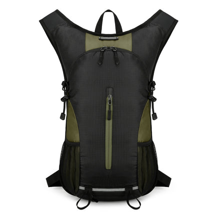 Black and Dark Green Patchwork Style Lightweight Outdoor Cycling Backpack - Durable and Water-Resistant Oxford Fabric, Large Capacity Sports Hiking Bag, Unisex Design.