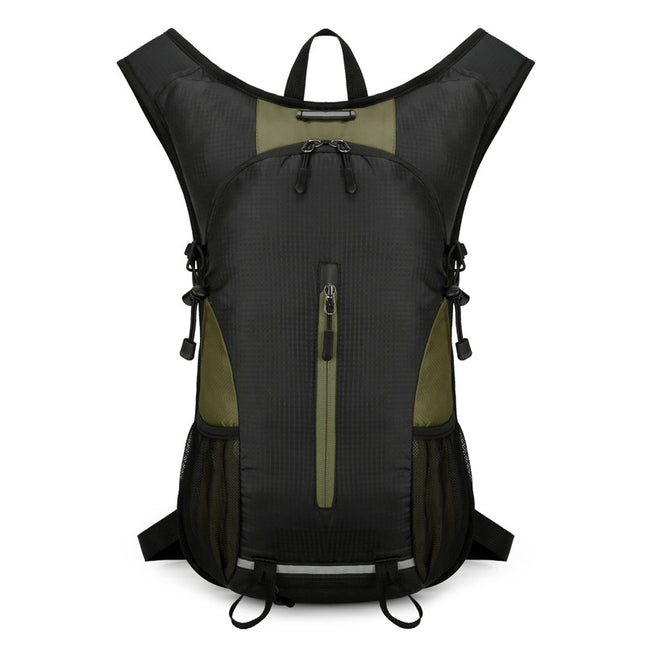 Black and Dark Green Patchwork Style Lightweight Outdoor Cycling Backpack - Durable and Water-Resistant Oxford Fabric, Large Capacity Sports Hiking Bag, Unisex Design.
