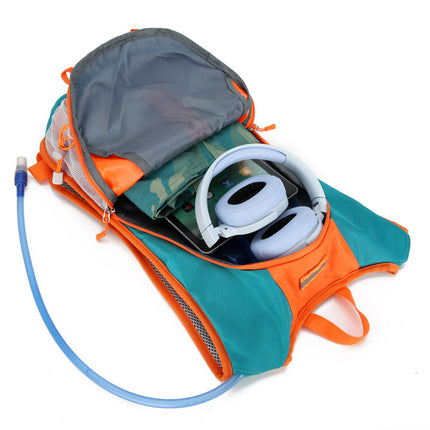 Black and Dark Green Patchwork Style Lightweight Outdoor Cycling Backpack - Durable and Water-Resistant Oxford Fabric, Large Capacity Sports Hiking Bag, Unisex Design.