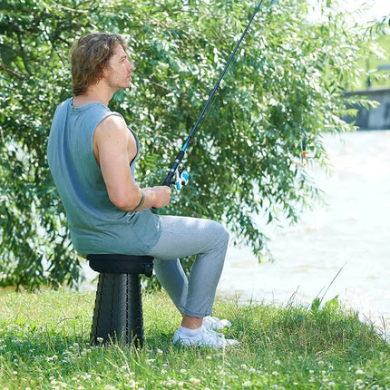 Black Portable Outdoor Telescopic Folding Stool with 100 Weight-Bearing Buckles, Lightweight and Compact Design, Perfect for Fishing, Camping, and Travel.