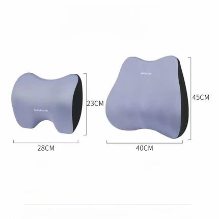 Black Memory Foam Car Seat Neck and Lumbar Support Set – Ergonomic Cushion for Office, Home, and Driving.