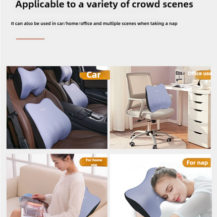 Black Memory Foam Car Seat Neck and Lumbar Support Set – Ergonomic Cushion for Office, Home, and Driving.