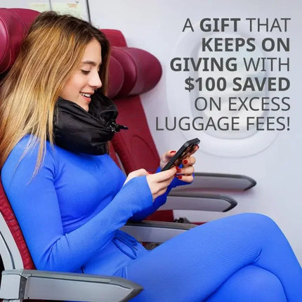 Grey Suede Portable Refillable Travel Neck Pillow with Storage Bag -Lightweight and Compact for Airplane, Car, and Train - Multi-Purpose Travel Organizer.