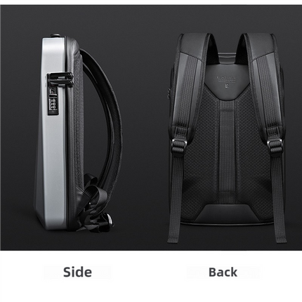 Silver Premium Hard Shell Business Backpack with TSA Lock and USB Charging Port, Waterproof Laptop Bag for Men.
