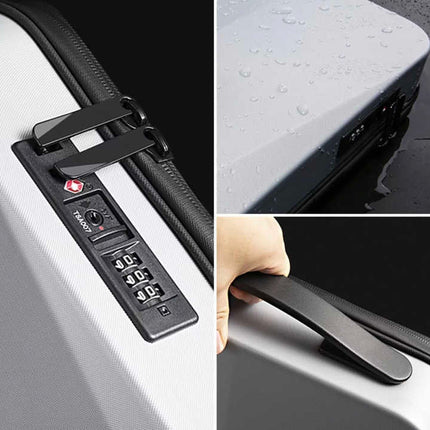 Silver Premium Hard Shell Business Backpack with TSA Lock and USB Charging Port, Waterproof Laptop Bag for Men.