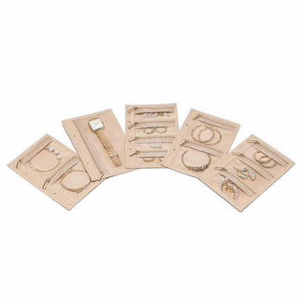 1 Piece  Beige Luxury Leather Loose-Leaf Jewelry Organizer - Portable Large-Capacity Storage Book for Earrings and Necklaces(Jewellery is a shooting prop and is not included).