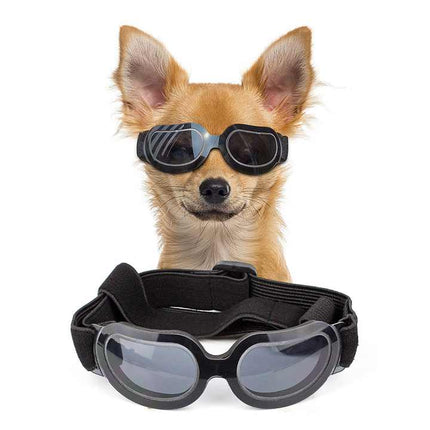 Black Lenses Pet Sunglasses for Dogs and Cats - UV Protection, Adjustable Strap, Anti-Wind and Anti-Fog Pet Goggles.