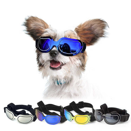 Black Lenses Pet Sunglasses for Dogs and Cats - UV Protection, Adjustable Strap, Anti-Wind and Anti-Fog Pet Goggles.
