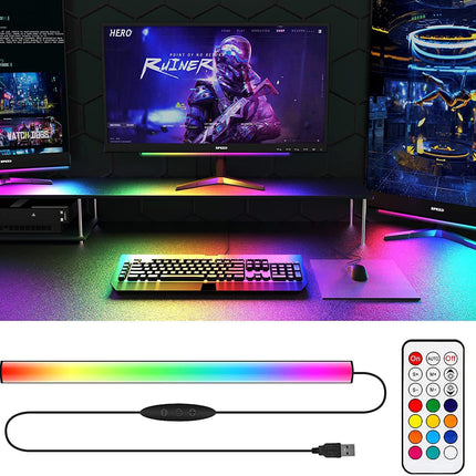 2 Pcs RGB LED Gaming Light Bar - Dual Color Temperature & Adjustable RGB Effects, USB-Powered Backlight for Monitors, Remote & Button Control, 30cm Lightweight Design.
