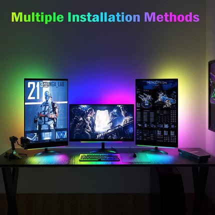 2 Pcs RGB LED Gaming Light Bar - Dual Color Temperature & Adjustable RGB Effects, USB-Powered Backlight for Monitors, Remote & Button Control, 30cm Lightweight Design.