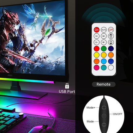 2 Pcs RGB LED Gaming Light Bar - Dual Color Temperature & Adjustable RGB Effects, USB-Powered Backlight for Monitors, Remote & Button Control, 30cm Lightweight Design.