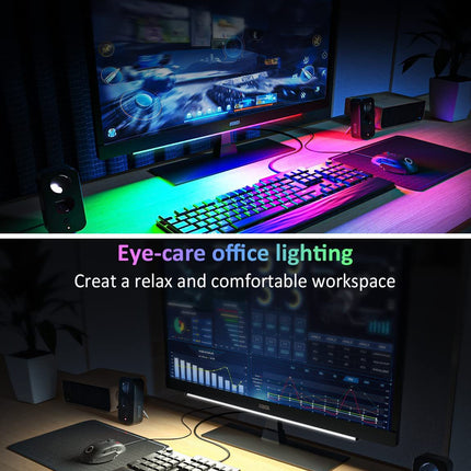 2 Pcs RGB LED Gaming Light Bar - Dual Color Temperature & Adjustable RGB Effects, USB-Powered Backlight for Monitors, Remote & Button Control, 30cm Lightweight Design.