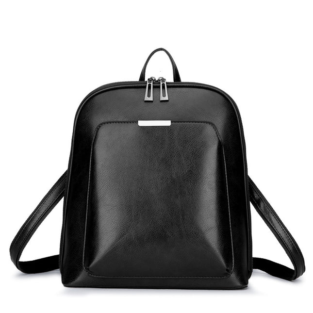 Black Stylish Women's PU Leather Backpack – Spacious, Anti-Theft, Multi-Pocket Travel Bag for School or Work.