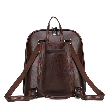 Black Stylish Women's PU Leather Backpack – Spacious, Anti-Theft, Multi-Pocket Travel Bag for School or Work.