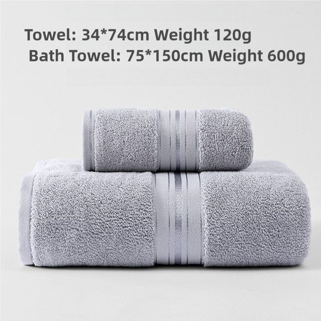 Grey Luxury Cotton Towel Set(Towel + Bath Towel) - Quick Dry, Extra Thick & Absorbent, Perfect for Bath & Beach.