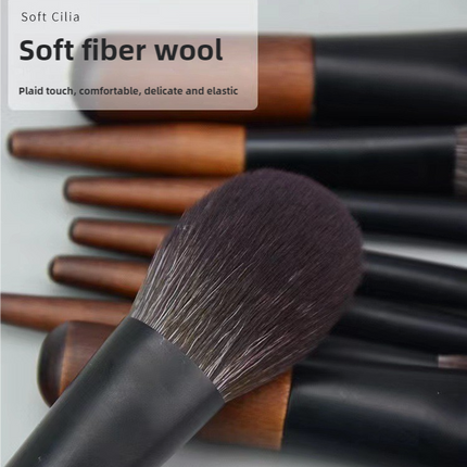 Style A 12-Piece Mini Portable Makeup Brush Set - Fiber Bristle Beauty Tool Set(With storage bag).