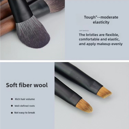 Style A 12-Piece Mini Portable Makeup Brush Set - Fiber Bristle Beauty Tool Set(With storage bag).