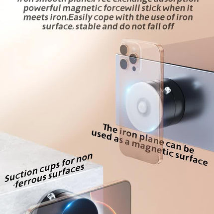 Pink Magnetic Phone Mount for Cars and Home, 360° Rotating Magnetic Stand with PC Mirror Sticker.