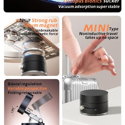 Pink Magnetic Phone Mount for Cars and Home, 360° Rotating Magnetic Stand with PC Mirror Sticker.