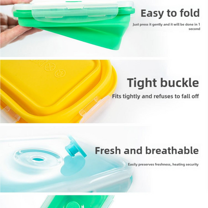 3-piece Set Blue Collapsible Silicone Food Storage Containers Set - 350ML, 500ML, 800ML | BPA-Free, Microwave, Dishwasher & Freezer Safe | Foldable & Portable Bento Boxes for Travel & Outdoor.