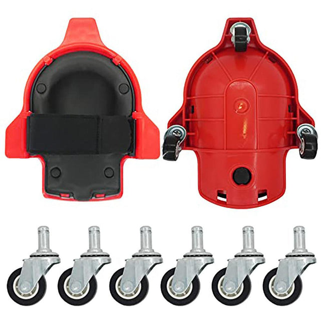 1 Pair Set Red Multi-Function Knee Pads with Swivel Wheels for Comfortable Knee Protection – Ideal for Construction, Tiling, Woodworking & More.