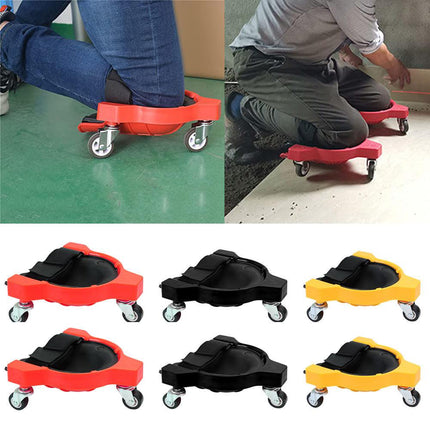 1 Pair Set Red Multi-Function Knee Pads with Swivel Wheels for Comfortable Knee Protection – Ideal for Construction, Tiling, Woodworking & More.