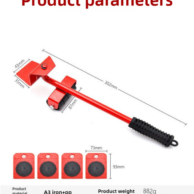 2 Pcs Red Heavy Duty Furniture Moving System, Sliding Dolly Tools for Easy Transport of Appliances, Furniture, and Heavy Objects.