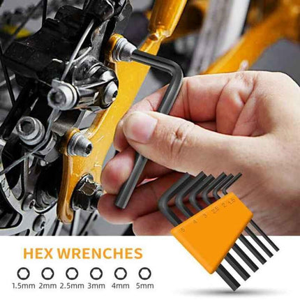 Yellow 24-Piece Household Tool Set, Complete Home Repair Kit with Tape Measure, Pliers, Screwdrivers, Hammer, and 12 Bits Set.