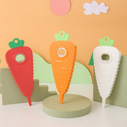 2 Pcs White Carrot-Shaped Multi-Function Bottle Opener - Versatile Kitchen Tool for Jars, Cans, and Bottles.