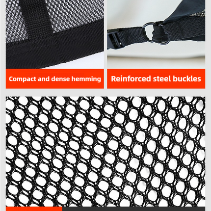 Beige Car Roof Triangular Storage Net - Adjustable Ceiling Organizer for Vehicles.