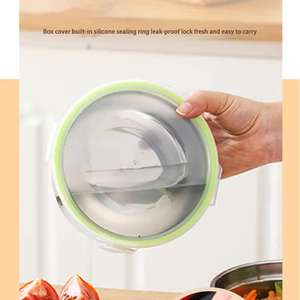 Brown 3-Piece 304 Stainless Steel Food Storage Set with Leak-Proof Lids – Round Design for Fridge and Meal Prep.