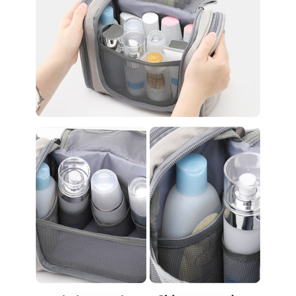 Blue Large Capacity Travel Toiletry Bag with Dry-Wet Separation - Hanging Organizer for Cosmetics and Personal Care.