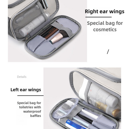 Blue Large Capacity Travel Toiletry Bag with Dry-Wet Separation - Hanging Organizer for Cosmetics and Personal Care.