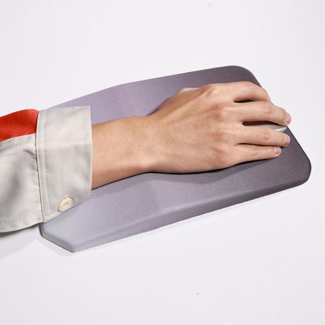 Gradual Pink Ergonomic PU Anti-Slip Mouse Pad with Wrist Support - Rectangular Gradient Desk Mat for Gaming and Office Use.