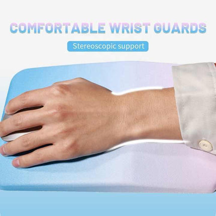 Gradual Pink Ergonomic PU Anti-Slip Mouse Pad with Wrist Support - Rectangular Gradient Desk Mat for Gaming and Office Use.