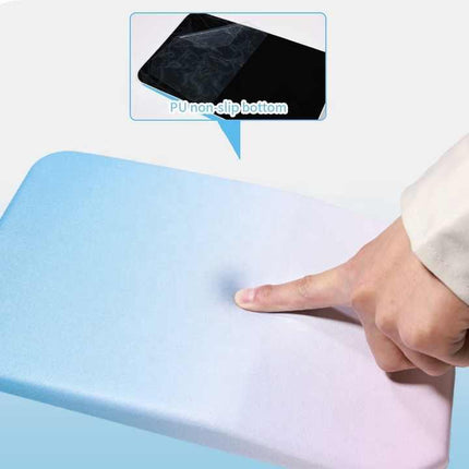 Gradual Pink Ergonomic PU Anti-Slip Mouse Pad with Wrist Support - Rectangular Gradient Desk Mat for Gaming and Office Use.