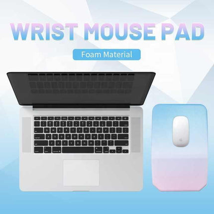 Gradual Pink Ergonomic PU Anti-Slip Mouse Pad with Wrist Support - Rectangular Gradient Desk Mat for Gaming and Office Use.