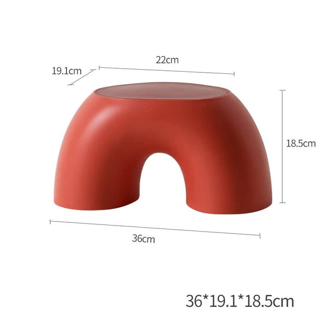 Red Minimalist Round Shape Footstool - Durable Anti-slip Rainbow Stool for Home, Creative Design PP+Polypropylene Material, Comfortable Shoe Bench.