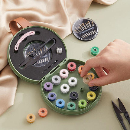 Apricot Portable Sewing Kit with Threads, Needles, and Tools - Compact Travel Case for Sewing Accessories.