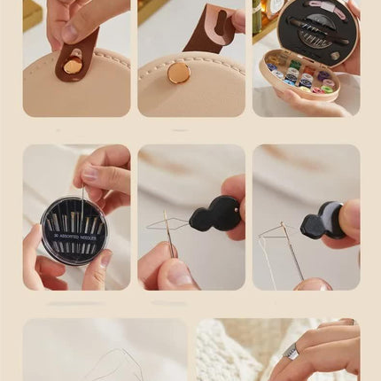 Green Portable Sewing Kit with Threads, Needles, and Tools - Compact Travel Case for Sewing Accessories.