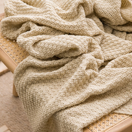 Beige 110cm x 150cm Soft Tassel Throw Blanket for Sofa or Bed, Cozy  Casual Blanket for Office Nap, Minimalist Bed End Cover.