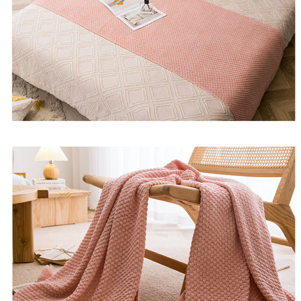 Beige 110cm x 150cm Soft Tassel Throw Blanket for Sofa or Bed, Cozy  Casual Blanket for Office Nap, Minimalist Bed End Cover.