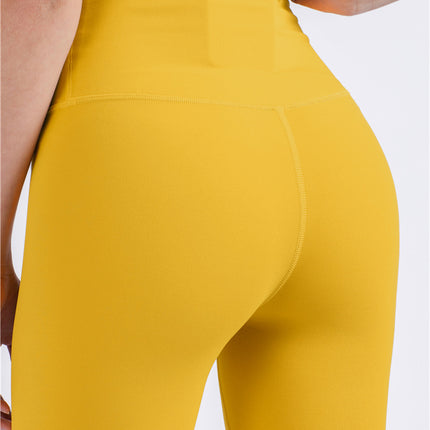 Size M Black High-Waisted Seamless Yoga Pants for Women - Tummy Control, Butt Lifting & Back Waistband Pocket.