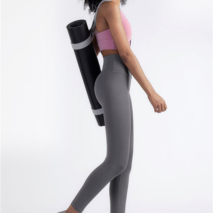 Size M Black High-Waisted Seamless Yoga Pants for Women - Tummy Control, Butt Lifting & Back Waistband Pocket.