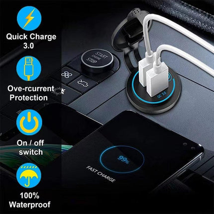 (2 PCS )45W Car USB Charger with Dual QC3.0 Fast Charging Ports - 12-24V Vehicle Power Adapter.