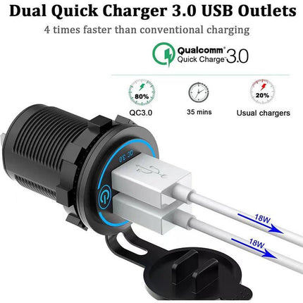 (2 PCS )45W Car USB Charger with Dual QC3.0 Fast Charging Ports - 12-24V Vehicle Power Adapter.