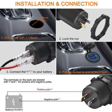 (2 PCS )45W Car USB Charger with Dual QC3.0 Fast Charging Ports - 12-24V Vehicle Power Adapter.
