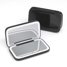 Black MR2326C Portable LED Illuminated Makeup Mirror - Foldable Lighted Vanity Mirror with 800mAh Battery.