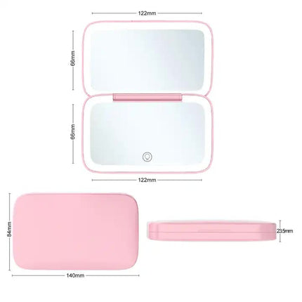 Black MR2326C Portable LED Illuminated Makeup Mirror - Foldable Lighted Vanity Mirror with 800mAh Battery.